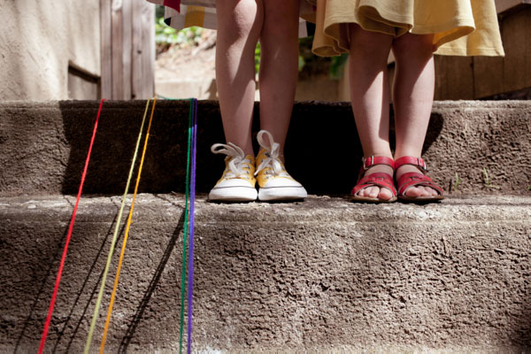 DIY Rainbow trail to pot of gold for kids.
